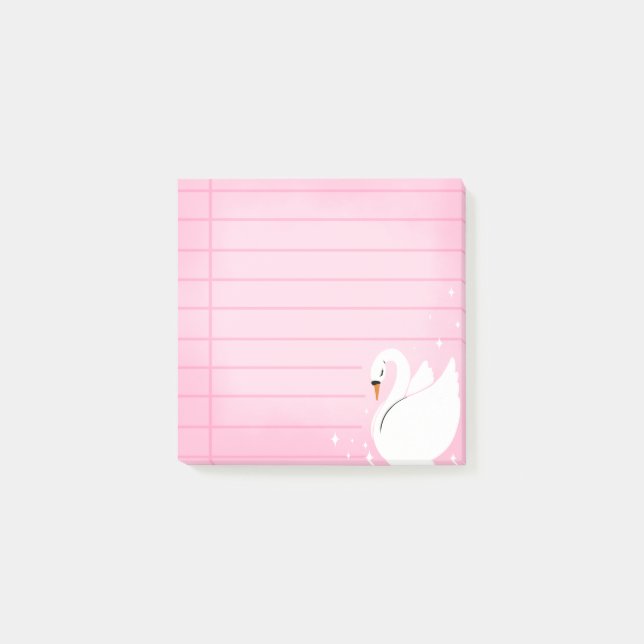 Bloco De Notas Belas Notas Adhesivas Cisne Delicado (Frente)
