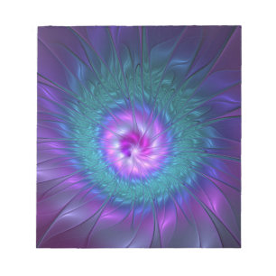 Bloco De Notas Beleza Floral Abstrata Arte Fractal Colorida Flor