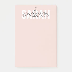 Bloco De Notas Beleza Rosa Moderna Pastel Personalizada Seu Nome