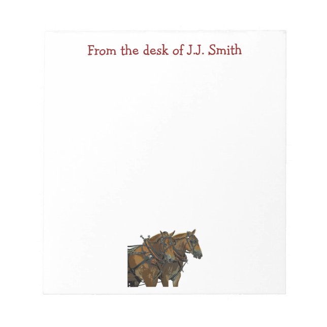 Bloco De Notas Belgian Draft Horse Team Notepad (Frente)