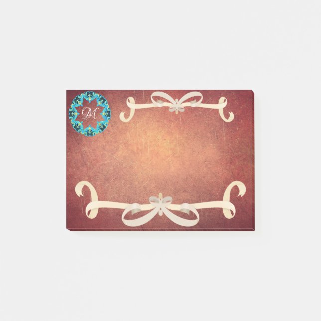 Bloco De Notas Belo Arco vitoriano colado com monograma (Frente)