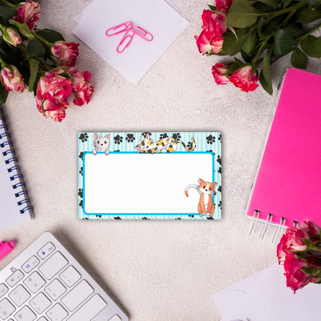 Bloco De Notas Belo azul com patas gatinhos bonitos de 10" x 6" (Criador carregado)