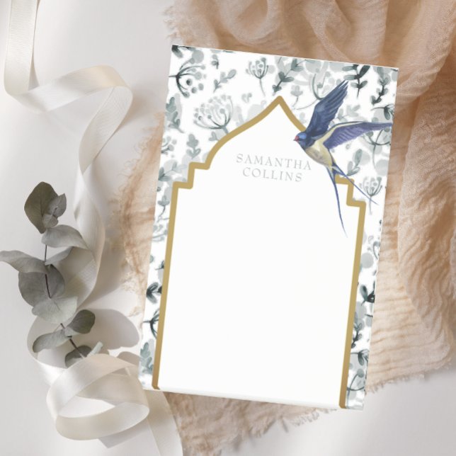 Bloco De Notas Belo Blue Bird Botanical Personalizado (Criador carregado)