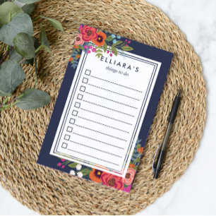 Bloco De Notas Belo Buquê Boho - Lista de Nomes Personalizados a