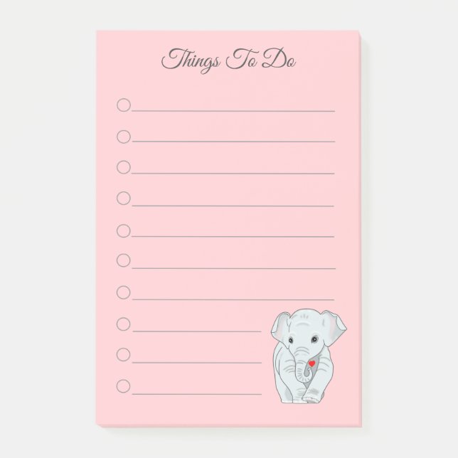 Bloco De Notas Belo Elefante segurando coisas cardíacas para faze (Frente)