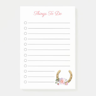 Bloco De Notas Belo ferradura com flores coisas a fazer