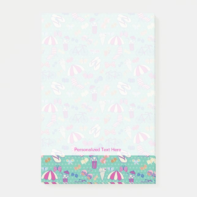 Bloco De Notas Belo Padrão Com Elementos De Verão (Frente)