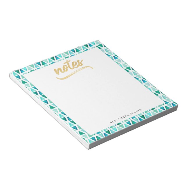Bloco De Notas Belo padrão Gemstone Faux Foil Notepad Dourado (Inclinado)