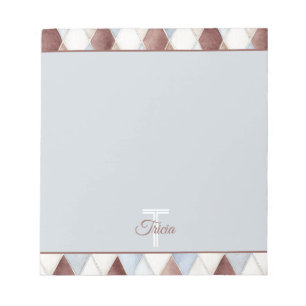 Bloco De Notas Belos Diamantes Azuis Creme Bege Marrom