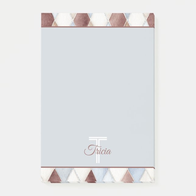 Bloco De Notas Belos Diamantes Azuis Creme Bege Marrom   (Frente)