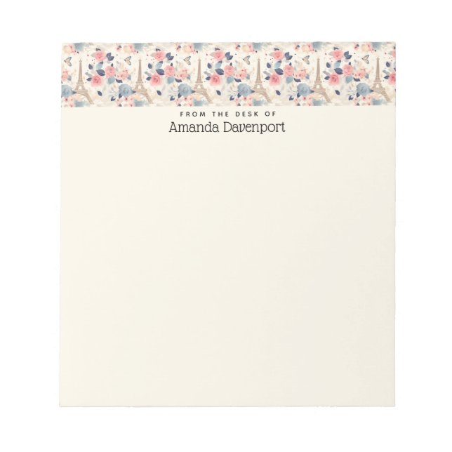 Bloco De Notas Belos Flores e Torre Eiffel Paris (Frente)