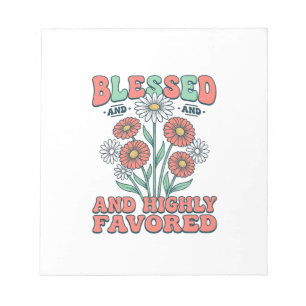 Bloco De Notas Bendita e Altamente Favorecida Decoração Floral Vi