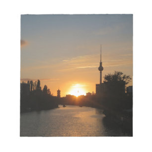 Bloco De Notas Berlim Alemanha Skyline Night Postcard Fernsehturm