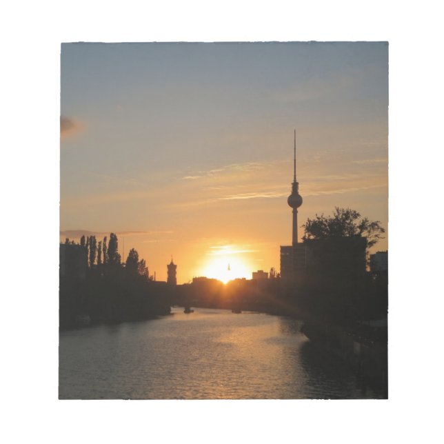 Bloco De Notas Berlim Alemanha Skyline Night Postcard Fernsehturm (Frente)