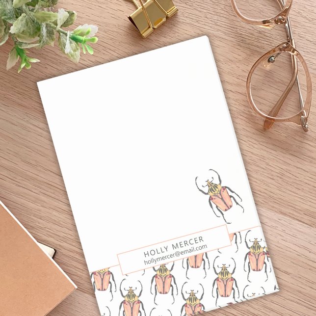 Bloco De Notas Besouros rosa personalizados Informações de contat (Criador carregado)