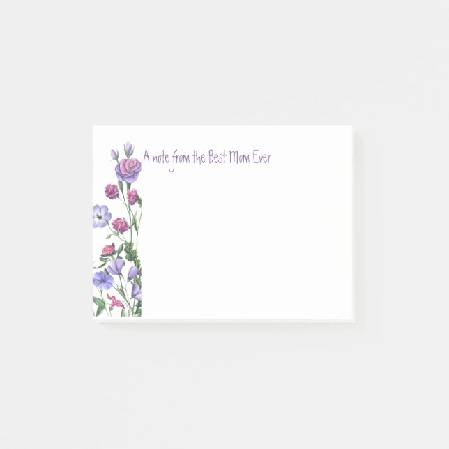 Bloco De Notas Best Mom Ever Quote Summer Garden Flowers  (Frente)