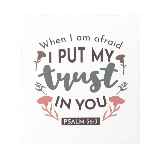 Bloco De Notas Bíblia Floral Verse Art 'Eu ponho minha confiança  (Frente)