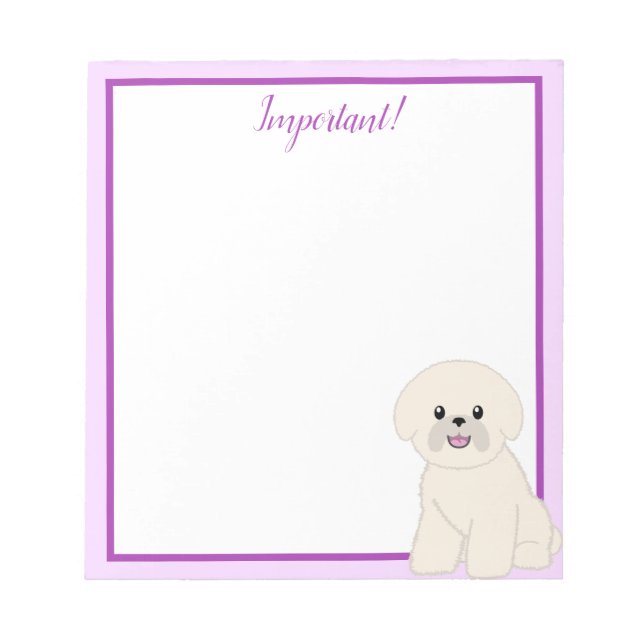 Bloco De Notas Bichon Frise Vazio Notepad (Frente)