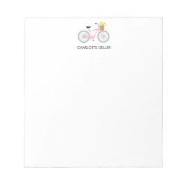 Bloco De Notas Bicicleta Rosa Com Cesto
