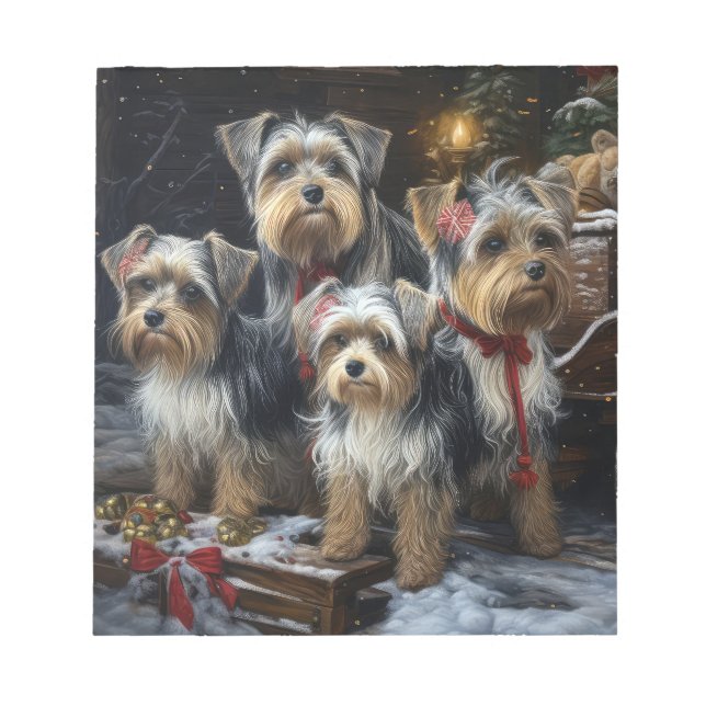 Bloco De Notas Biewer Terrier Nevado Trineo de Natal Decoração de (Frente)