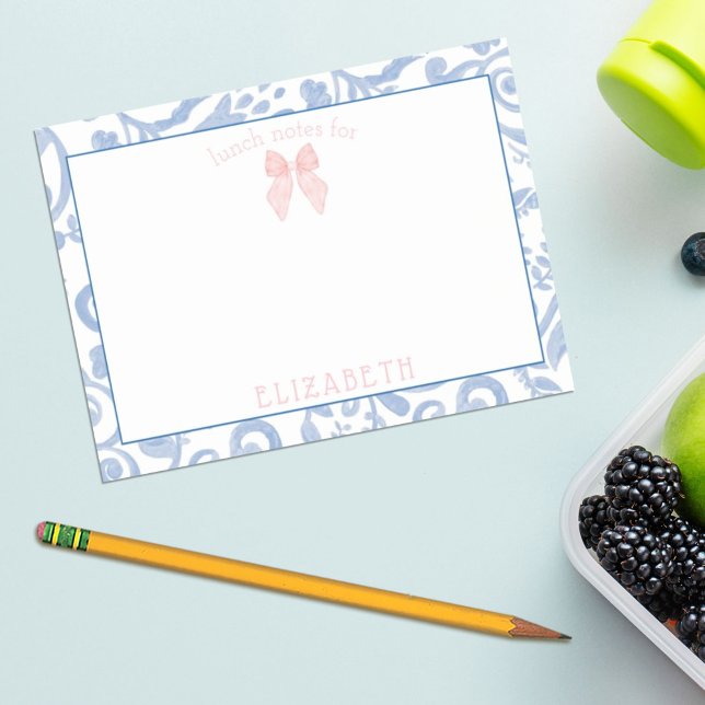 Bloco De Notas Bilhete de Almoço Personalizado Infantil Floral co (Criador carregado)