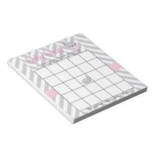 Bloco De Notas Bingo cor-de-rosa e cinzento bonito do chá de