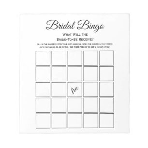 Bloco De Notas Bingo de Chá de Noiva Branco Universal Jogo de Fes