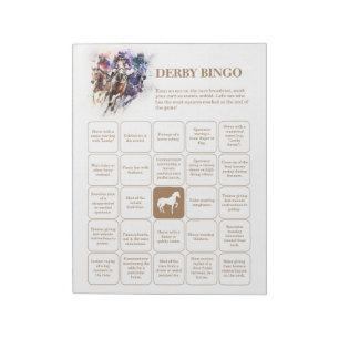Bloco De Notas Bingo do Partido Elegante Race Horse Derby