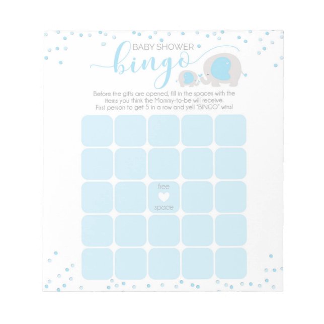 Bloco De Notas Bingo Notepad, Chá de fraldas de Elefante Branco A (Frente)