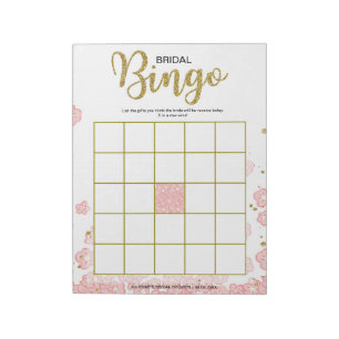 Bloco De Notas Bingo Nupcial com Flores Rosa