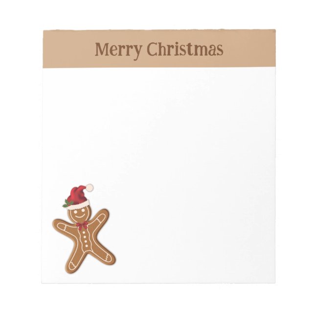Bloco De Notas Biscoito de Natal de Gengibre Festivo Com Texto (Frente)