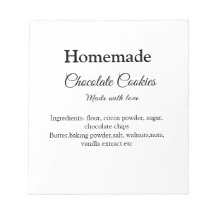 Bloco De Notas Biscoitos de chocolate feitos em casa com amor adi