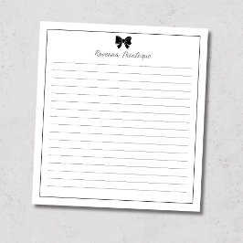 Bloco De Notas Black Bow Border Handwritten Custom Name Lined 