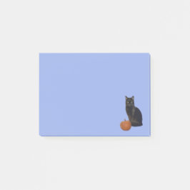 Bloco De Notas Black Cat and Orange Pumpkin Photos Light Blue