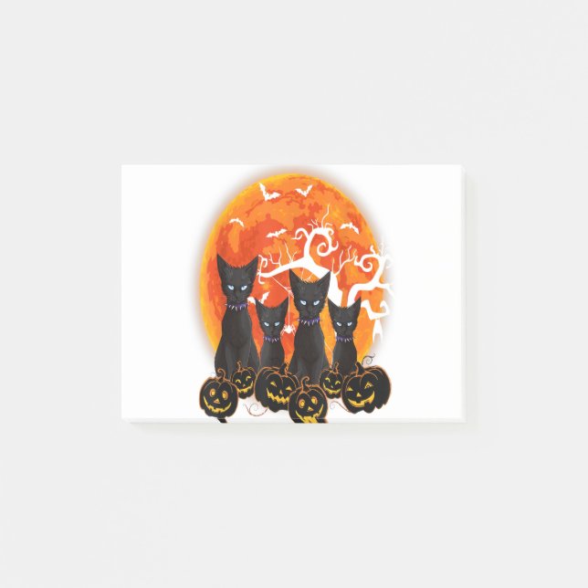 Bloco De Notas Black Cat Halloween Scary Pumpkins Moon Black Cat (Frente)