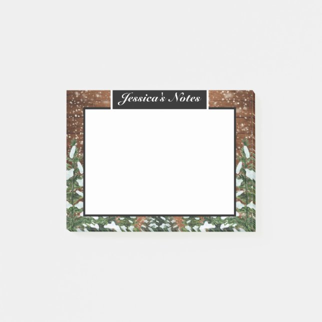 Bloco De Notas Black Country Snowy Wood e Floresta Pine Personali (Frente)