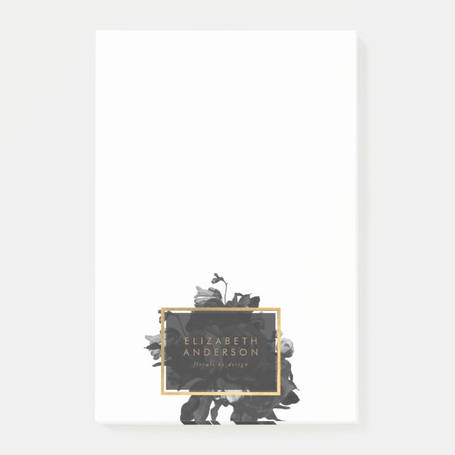 Bloco De Notas Black Dourado Rose Bouquet Business (Frente)