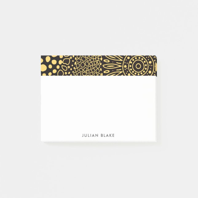 Bloco De Notas Black Gold Ethnic Floral Personalize Notes (Frente)