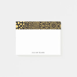 Bloco De Notas Black Gold Ethnic Floral Personalize Post-it Notes
