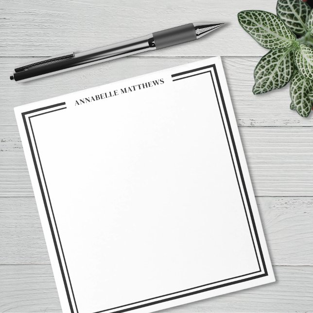 Bloco De Notas Black Minimalist Monogram (Black Minimalist Monogram Notepad)