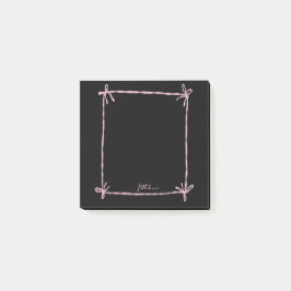 Bloco De Notas Black Notes with Pink Ribbon Frame
