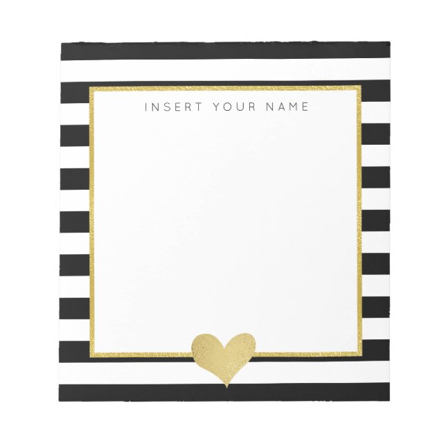 Bloco de notas Black Stripes & Gold Foil Heard 5,5 (Frente)