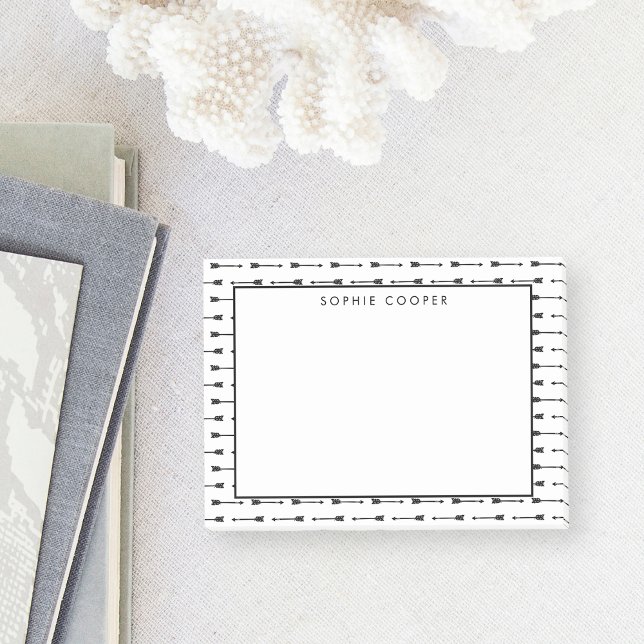 Bloco De Notas Black & White Arrows Personalized Sticky Notes (Criador carregado)
