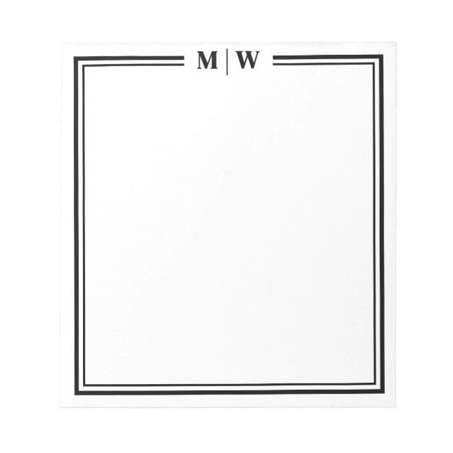 Bloco De Notas Black White Minimalist Monogram (Frente)
