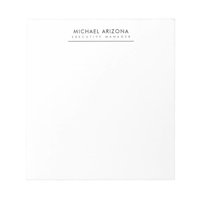 Bloco De Notas Black & White Minimalist Plain Modern (Frente)