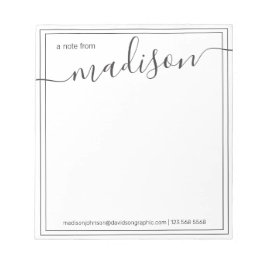 Bloco De Notas Black White Personalized Name | From The Desk Of