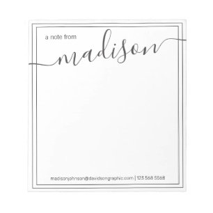 Bloco De Notas Black White Personalized Name From The Desk Of