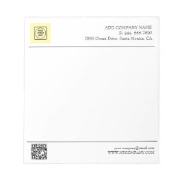 Bloco De Notas Black White QR Code Business Logo Modern