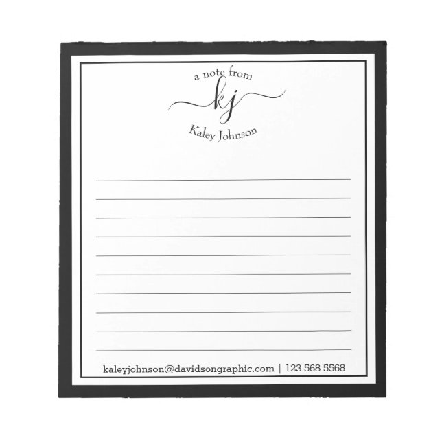 Bloco De Notas Black White Script Name | From The Desk Of Notepad (Frente)
