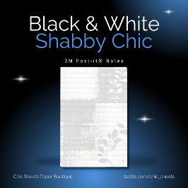 Bloco De Notas Black & White Shabby Chic Botânico 3M